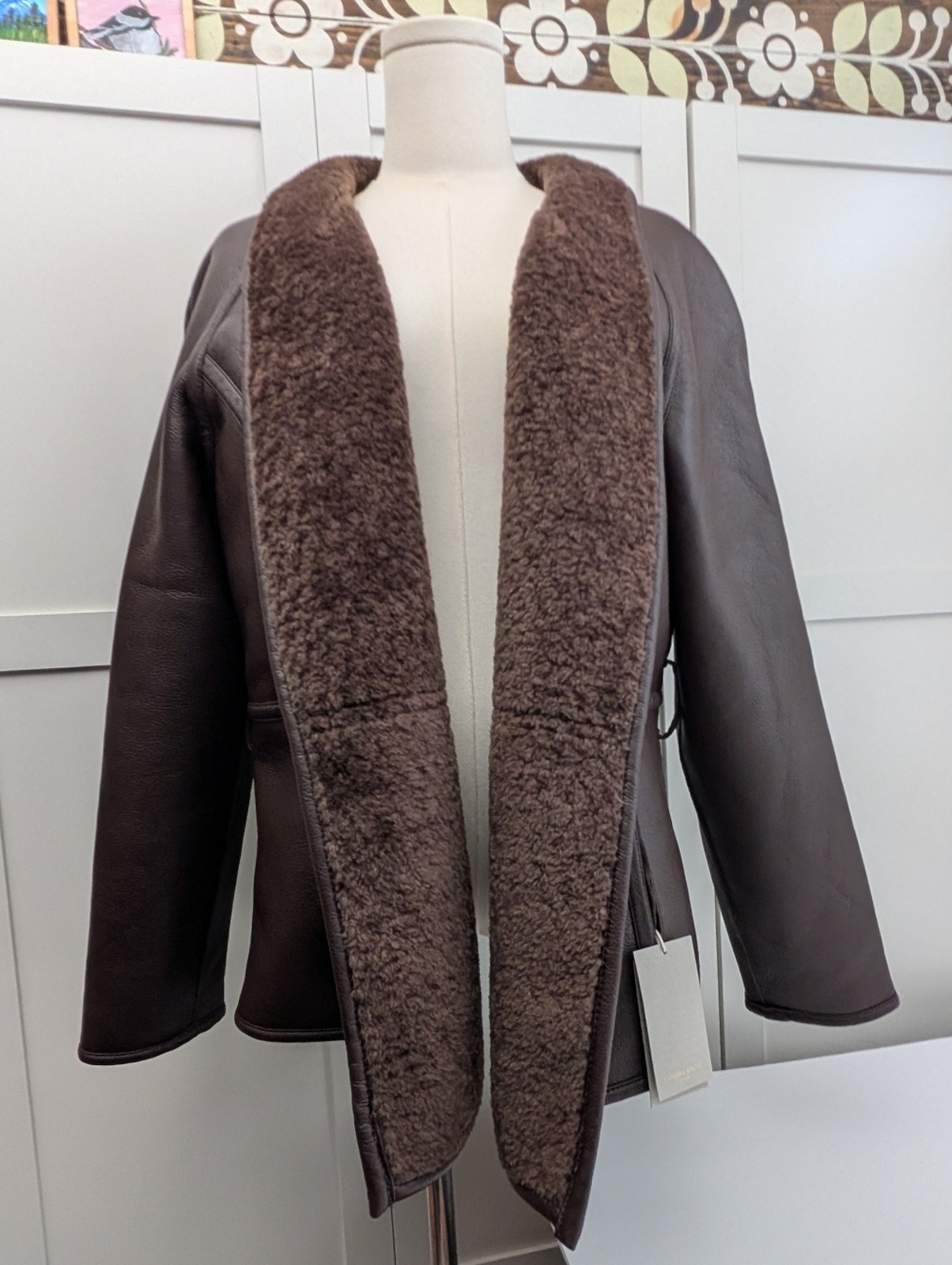 Vanessa Bruno Tuckernuck Reversible Marron Fur Coat Faux Leather Brown Large